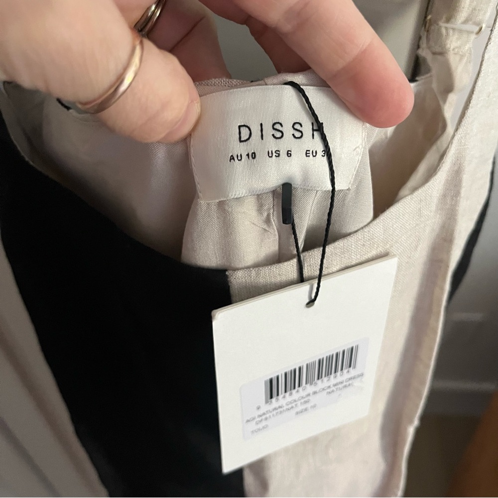 DISSH | AGI NATURAL COLOR BLOCK LINEN MINI DRESS - Picture 8 of 12